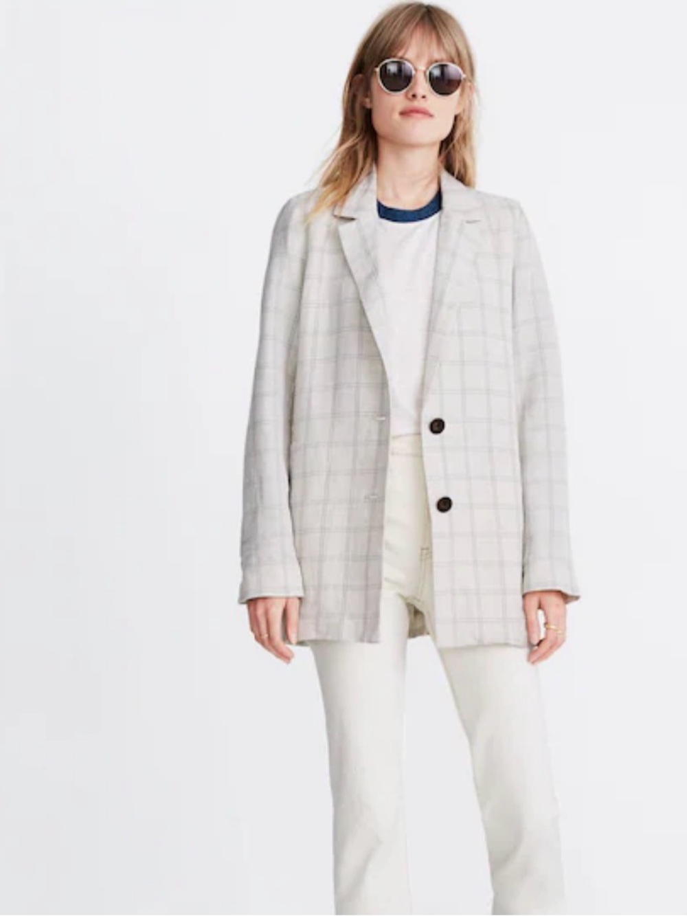Madewell Light Gray Windowpane Blazer